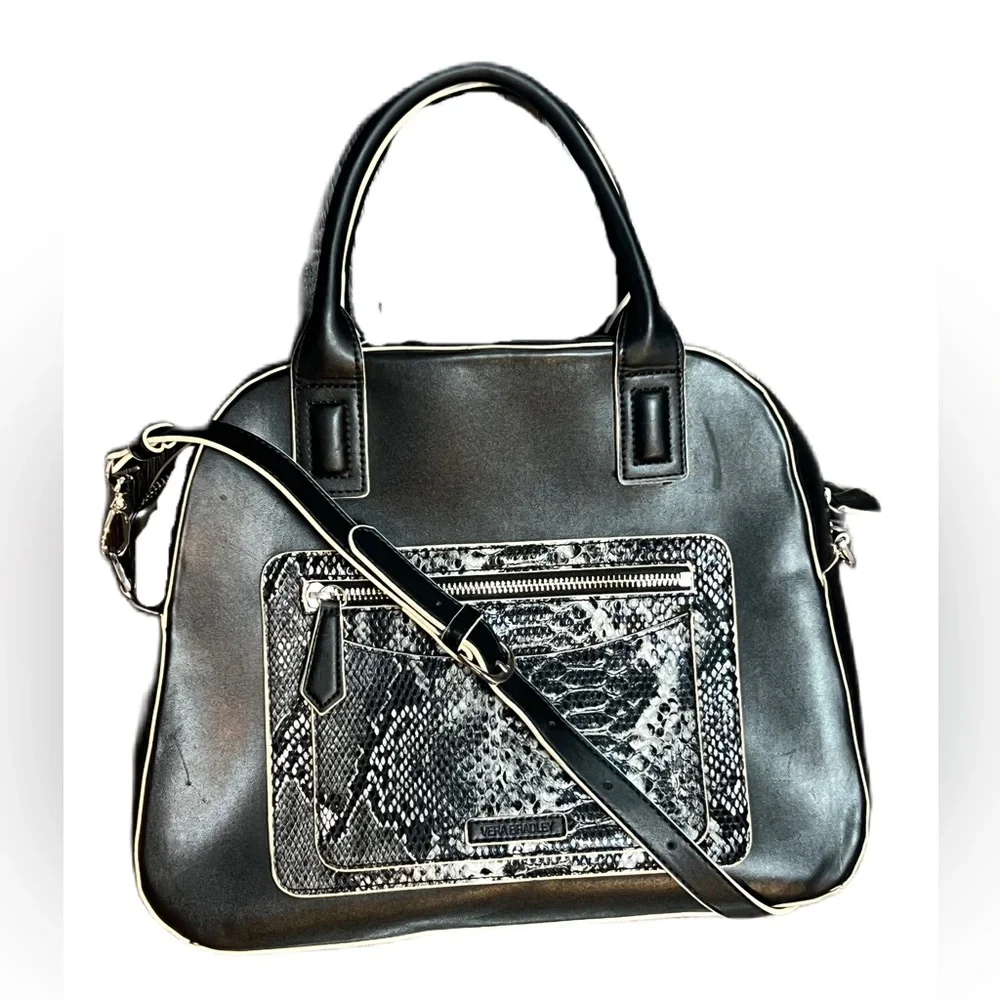 Vera Bradley Python Bowler Satchel Black with Zip around Wallet wristlet